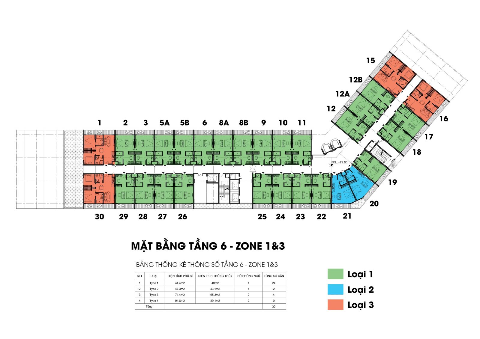 mặt bằng tầng 6